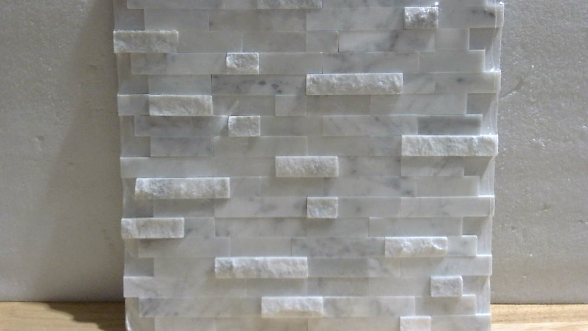 Set de 5 piezas de revestimiento decorativo con relieve tipo piedra en blanco y gris claro