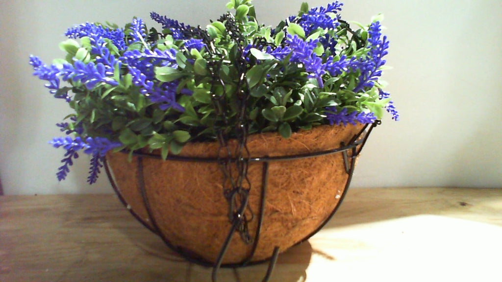 Hessessl Lavanda Artificial Colgante con Cesta | Plantas Falsas para Exterior Resistentes UV Decoracion Primavera Verano Patio Jardin