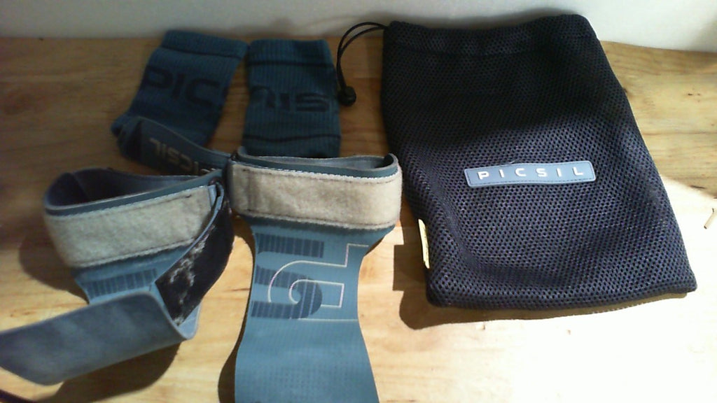 USADO Agarraderas de Fibra de Carbono PICSIL Falcon Grips | Con Muñequeras y Bolsa | Para Barra y Gimnasio Funcional | Aqua G+
