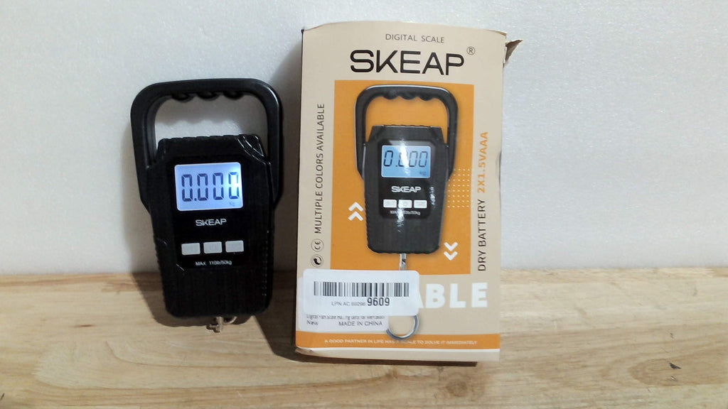 romana o báscula digital portátil SKEAP (o modelos colgantes similares de 50 kg de capacidad ( ARTICULO VIENE COMO SE OBSERVA EN LA SEGUNDA IMAGEN )