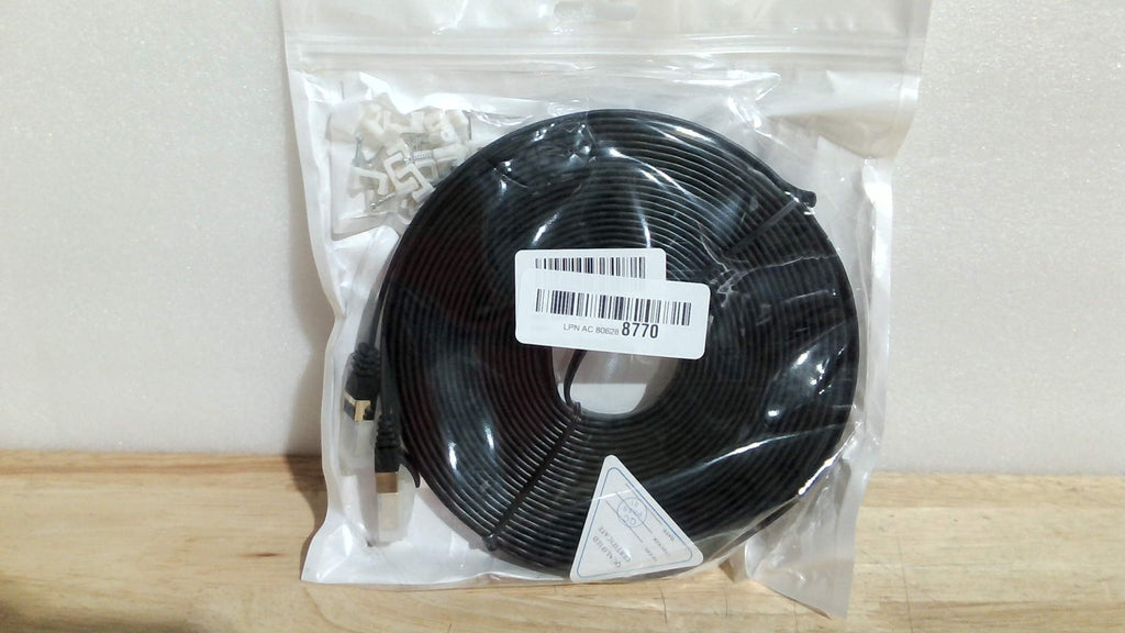 Ercielook Cable Ethernet CAT8 de 15 metros de Alta Velocidad | Cable de Internet Plano Blindado con Clips |ARTICULO VIENE COMO SE OBSERVA EN LA SEGUNDA IMAGEN )VIENE EN BOLSA SELLADA