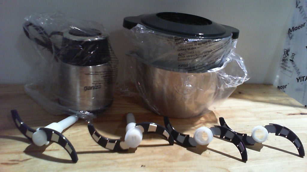 USADO - GANIZA Procesador de Alimentos Electrico | Picador con Molino de Carne y Vegetales, 2 Tazones (8+8 Tazas), Motor de Cobre 450W, 2 Sets de Cuchillas