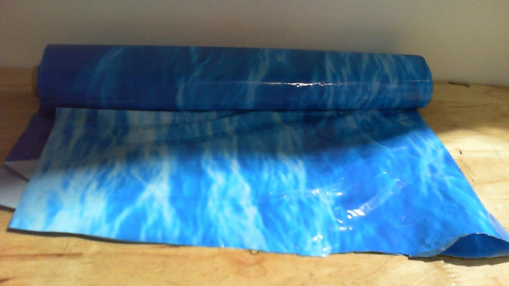 USADO - Mantel Plástico Irenare de Olas del Mar | Rollo de 54 Pulgadas x 100 Pies | Diseño Azul de Agua para Fiestas de Playa, Piscina y Baby Shower