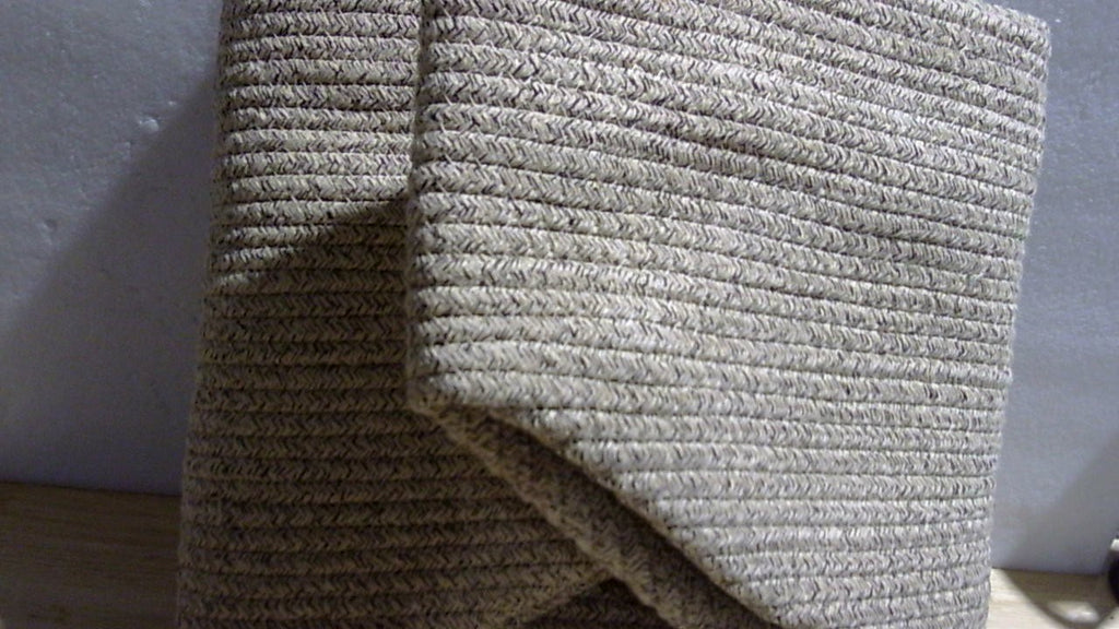 Canasta de Almacenamiento MEGASKET 115L de Mimbre | 23.6 x 15.7 pulgadas | Canasta Tejida de Cuerda de Algodon | Organizador Gigante para Juguetes, Cobijas y Cojines | Mimbre Marron Jaspeado