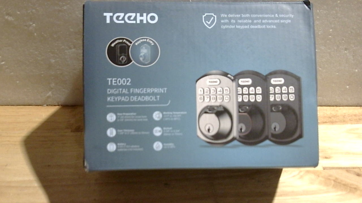 TEEHO TE002 Cerradura de Puerta con Huella Digital | Entrada sin Llave con Teclado Electrónico | 2 Llaves de Respaldo | Auto Bloqueo | Fácil Instalación | Negro Mate