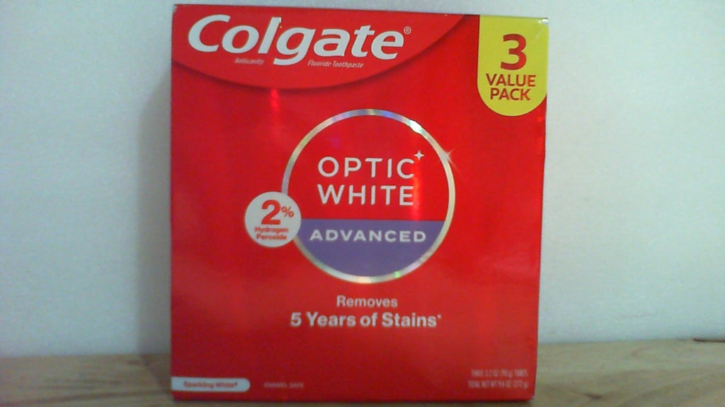 Colgate Optic White Advanced Pasta Dental con Peroxido de Hidrogeno | Pasta Blanqueadora Segura para el Esmalte | Elimina Manchas de Te, Cafe y Vino | 3 Pack, 3.2 oz
