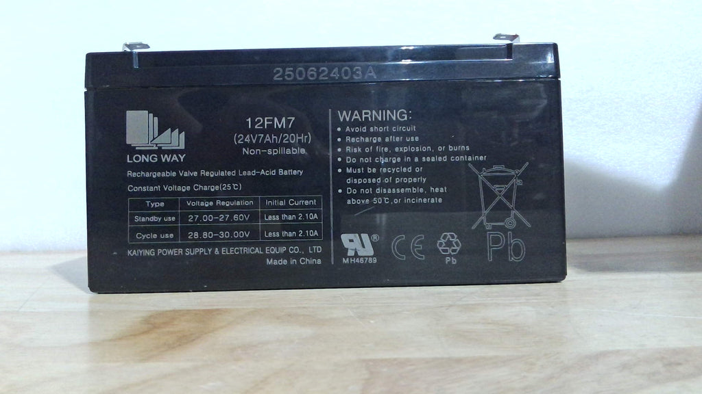 batería recargable de ácido-plomo regulada por válvula (VRLA) de la marca Long Way, modelo 12FM7. ARTICULO VIENE COMO SE OBSERVA EN LA SEGUNDA IMAGEN )