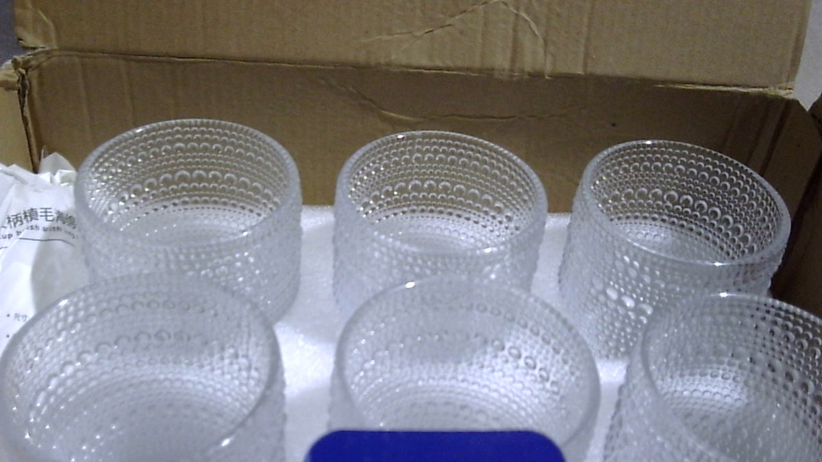 KMIGRUAN Set de 6 Vasos con Relieve Hobnail 355ml | Cristaleria Vintage Vasos de Agua Coctel Jugo