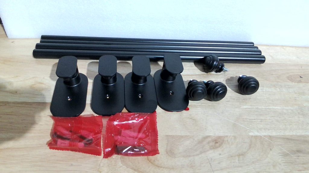 kit completo de cortinero modular ajustable en color negro mate articulo viene como se observa en la segunda imagen )