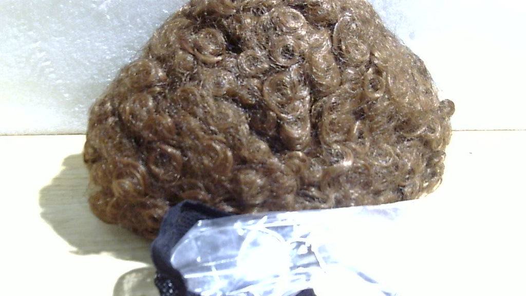 USADO-JoneTing Peluca Afro Café (Gorro + Gafas Incluidos) | Cabello Rizado para Hombre | Fiesta 70s 80s, Nerd, Halloween y Cosplay | Peluca Marrón
