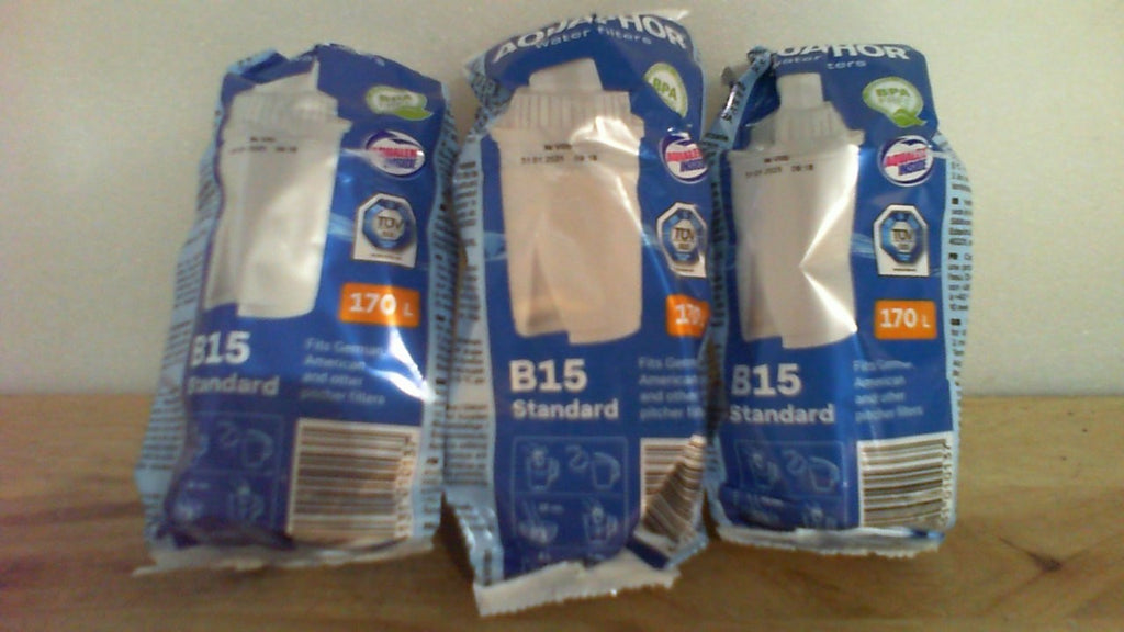 AQUAPHOR B15 Filtro de Agua de Repuesto 3 Piezas | Filtracion de Flujo Rapido | Dura 2 Meses o 45 Galones por Filtro | Sin BPA | Reduce Cloro y Metales Pesados | Mejor Sabor
