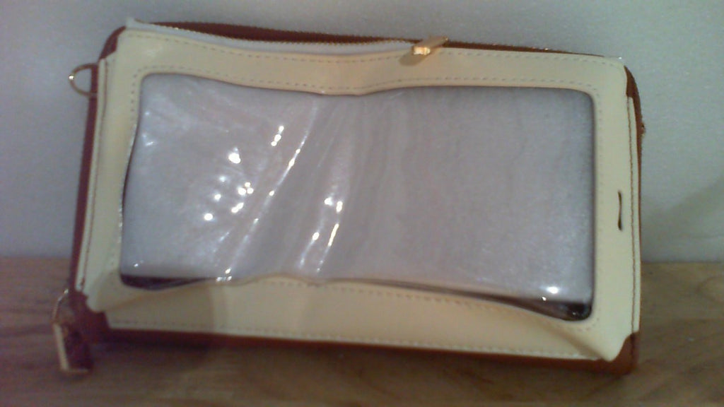 GOIACII Cartera Crossbody con Porta Celular para Mujer | Billetera de Viaje Pequena, Pantalla Tactil, Bloqueo RFID, Blanco y Marron