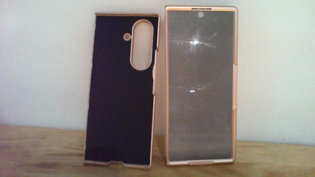 LEVE GOLPE EN PARTE INTERNA DE PANTALLA (USADO) Ruky Funda para Galaxy Z Fold 7 con Soporte | Protector de Privacidad Integrado, Carga Inalambrica | Antichoque Delgada, Dorada