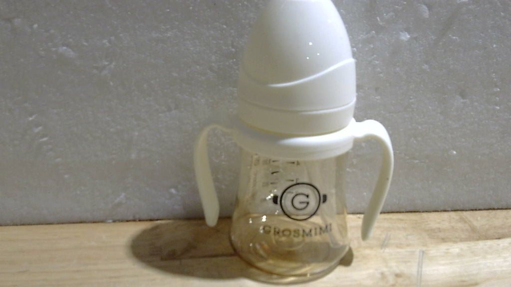 Vaso Antiderrame GROSMIMI con Pajilla y Asa | Vaso Magico para Bebes y Ninos Pequenos | PPSU Libre de BPA | 6 oz | Blanco