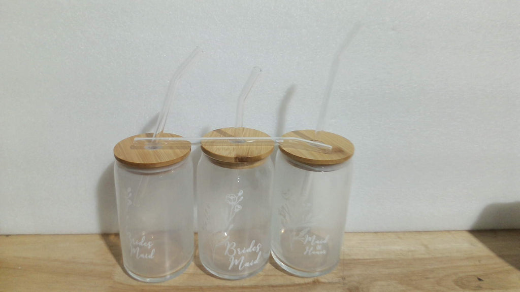 Set de vasos de vidrio pavonado (esmerilado) en forma de lata (Frosted Can Glasses) ARTICULO VIENE COMO SE MUESTRA EN LA SEGUNTA IMAGEN NOTA UN FRASCO NO CONTIENE EL EMPAQUE DE LA TAPA