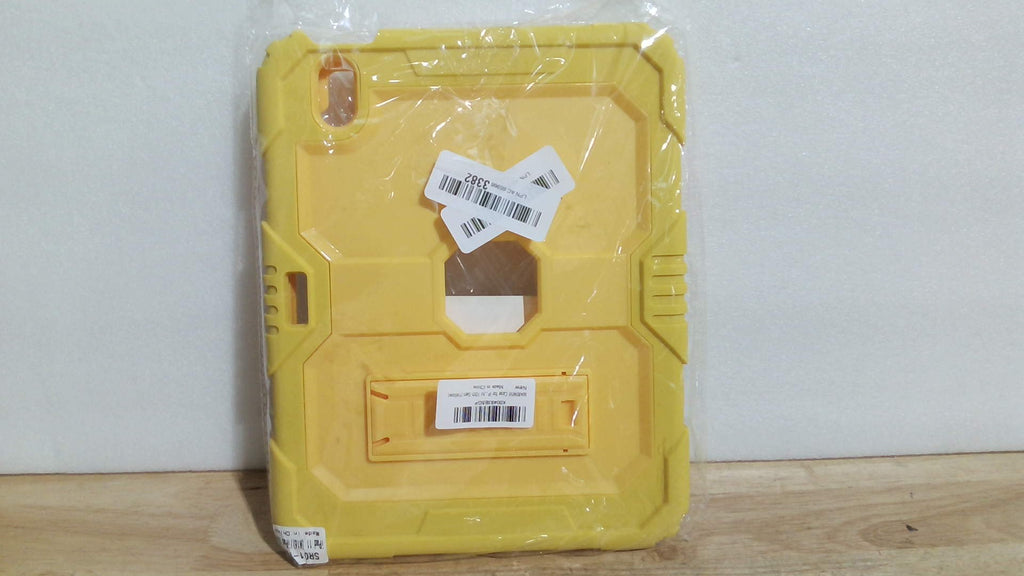 funda protectora de uso rudo para tablet en color amarillo, la cual incluye su guía de instalación interna.ARTICULO VIENE COMO SE OBSERVA EN LA SEGUNDA Y TERCERA  IMAGEN )