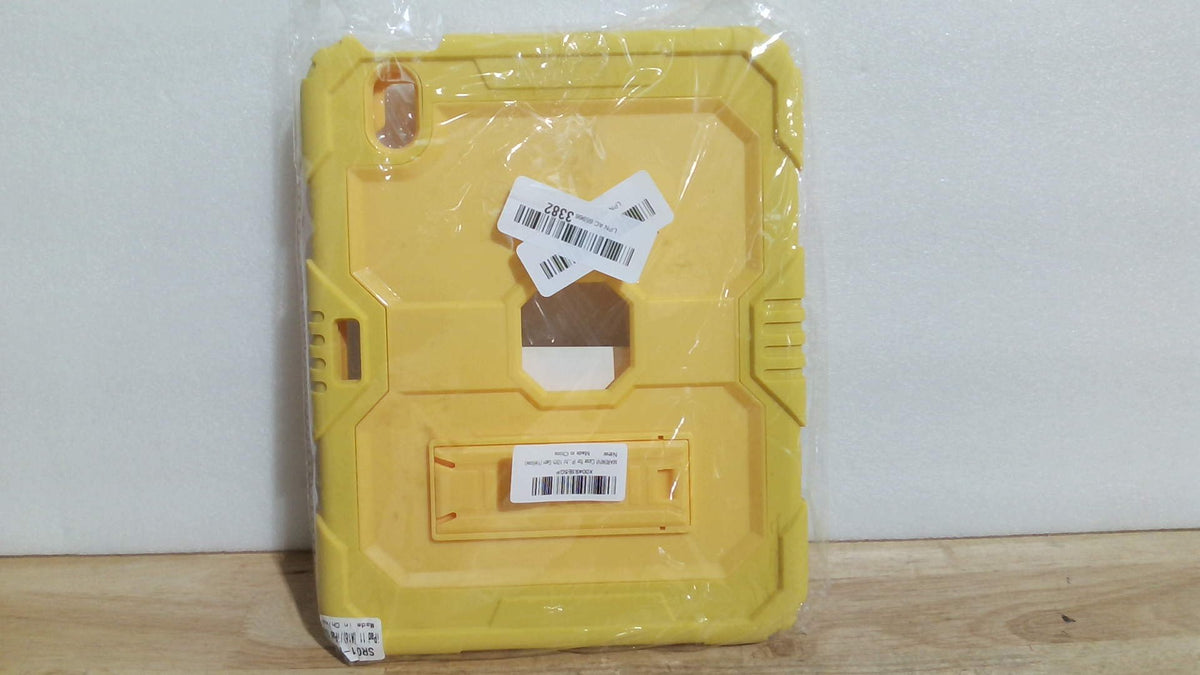 funda protectora de uso rudo para tablet en color amarillo, la cual incluye su guía de instalación interna.ARTICULO VIENE COMO SE OBSERVA EN LA SEGUNDA Y TERCERA  IMAGEN )