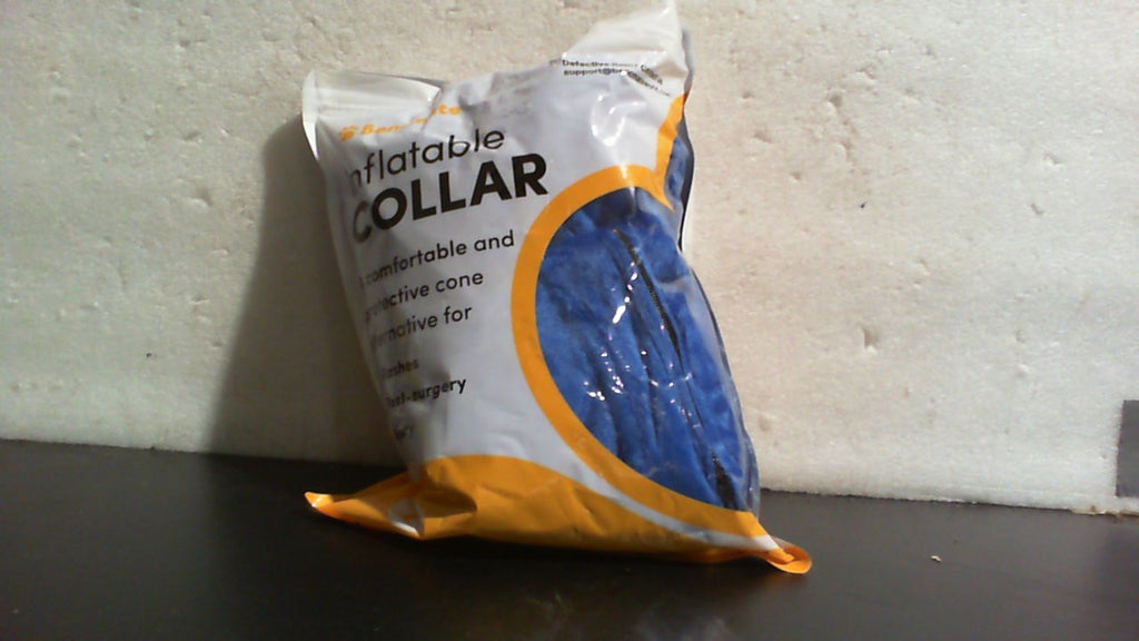 BENCMATE Collar isabelino inflable para perros, collar isabelino suave para perros y gatos pequeños, medianos y grandes, collar de recuperación cervical tipo donut después de una cirugía (grande, azul).