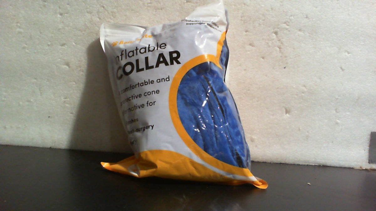 BENCMATE Collar isabelino inflable para perros, collar isabelino suave para perros y gatos pequeños, medianos y grandes, collar de recuperación cervical tipo donut después de una cirugía (grande, azul).