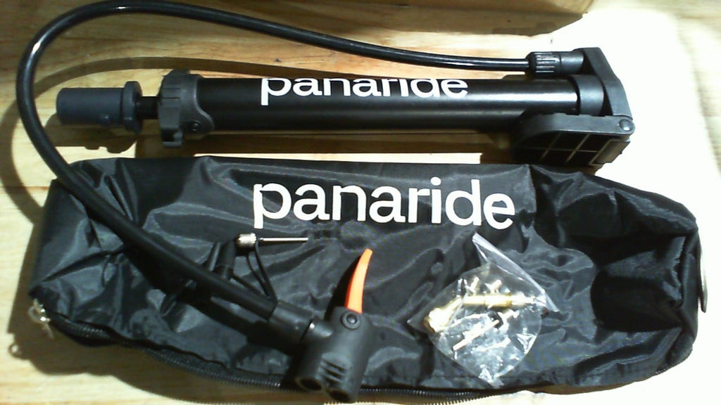 USADA E INCOMPLETA (FALTA MANGO DE AGARRE) bomba manual o inflador de pie portátil para bicicleta de la marca Panaride (Modelo P120)