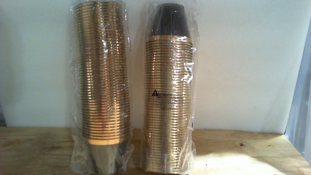 100 vasos de plástico desechables con borde dorado