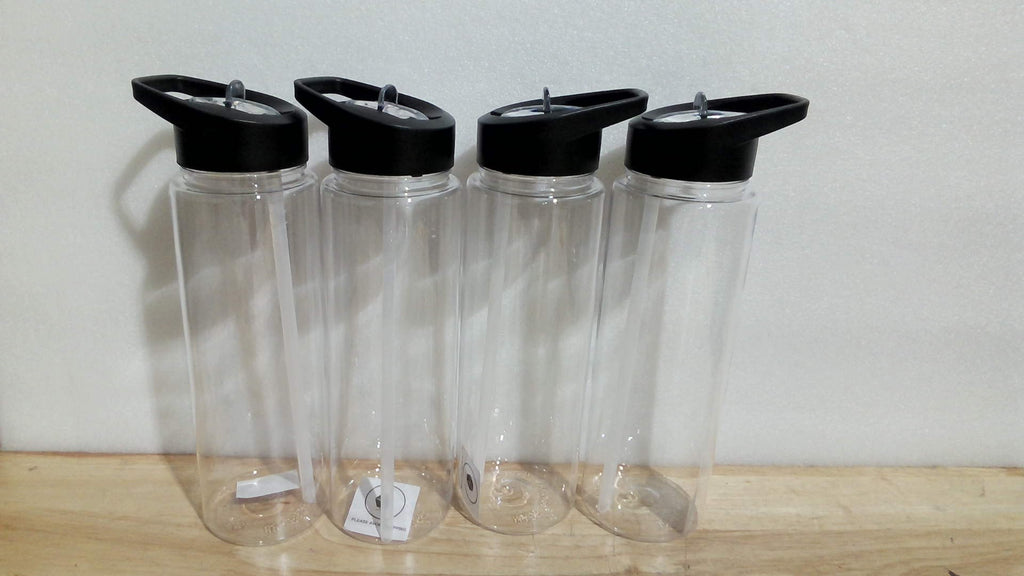 botellas plásticas deportivas transparentes (cilindros o pachones) articulo viene como se muestra en la segunda imagen ) contiene 4 unidades