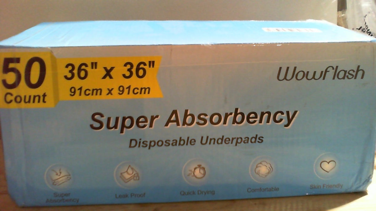 50 pañales protectores empapadores desechables (Disposable Underpads) de la marca Wowflash