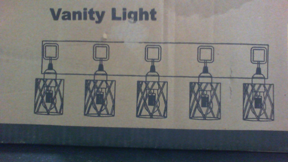 Usado - Lámpara de pared de 5 luces estilo industrial con detalles tipo madera