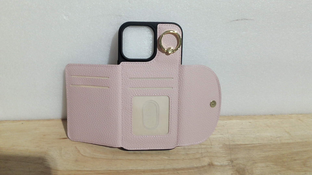 funda tipo billetera para teléfono celular con anillo de soporte integrado ( ARTICULO VIENE COMO SE MUESTRA EN LA SEGUNDA IMAGEN )