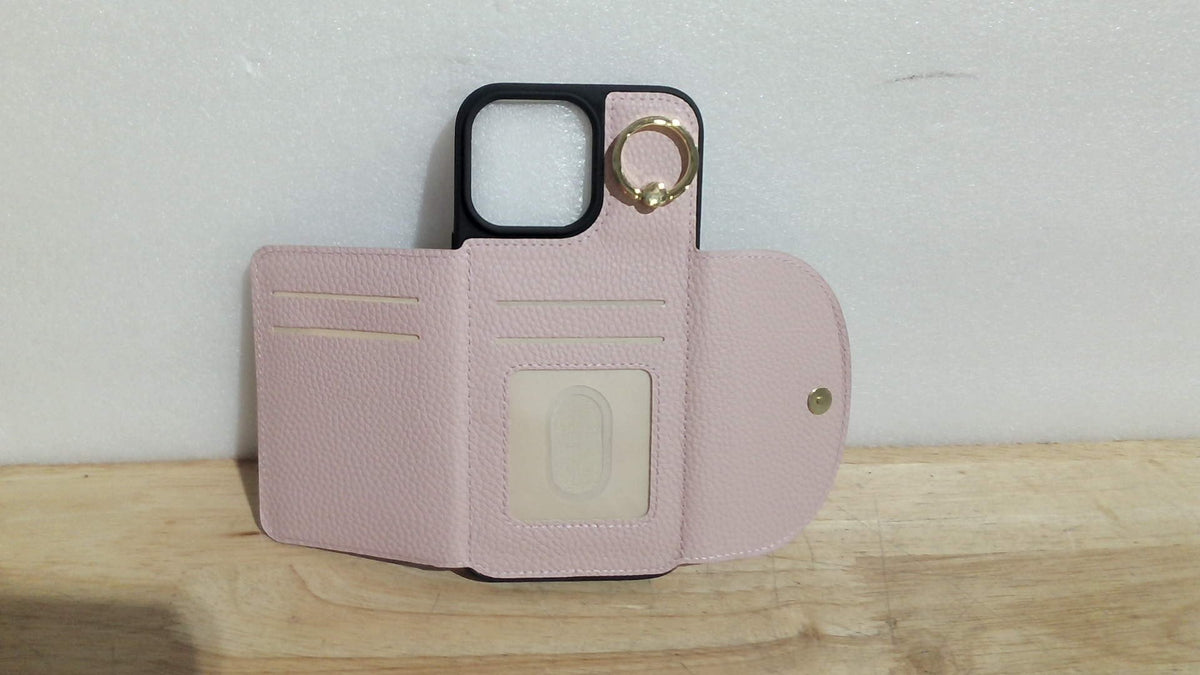 funda tipo billetera para teléfono celular con anillo de soporte integrado ( ARTICULO VIENE COMO SE MUESTRA EN LA SEGUNDA IMAGEN )