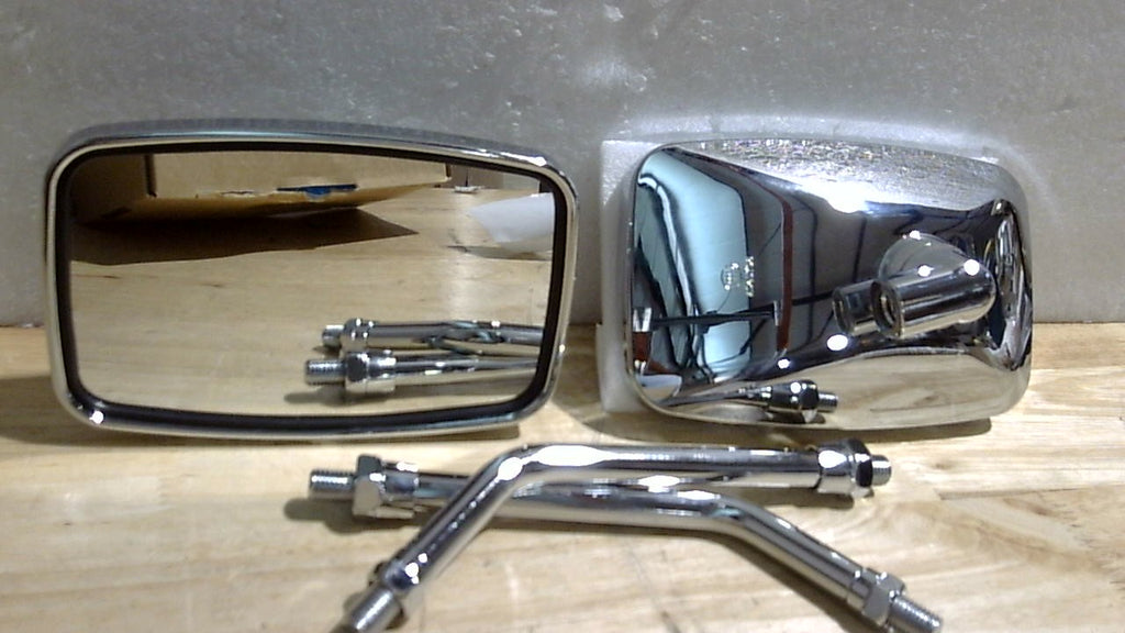 Espejo retrovisor de 10 mm cromado para motocicleta, universal, rectangular, compatible con Shadow Magna 750 Spirit 1100 Vulcan VN 500 800 1500 1600 SV650S, para scooter, bicicleta de calle