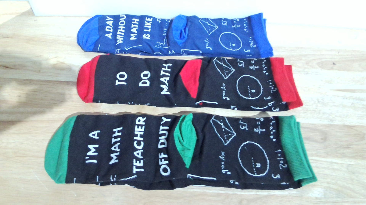 calcetines temáticos de matemáticas (Math Socks) ( ARTICULO VIENE COMO SE MUESTRA EN LA IMAGEN 2