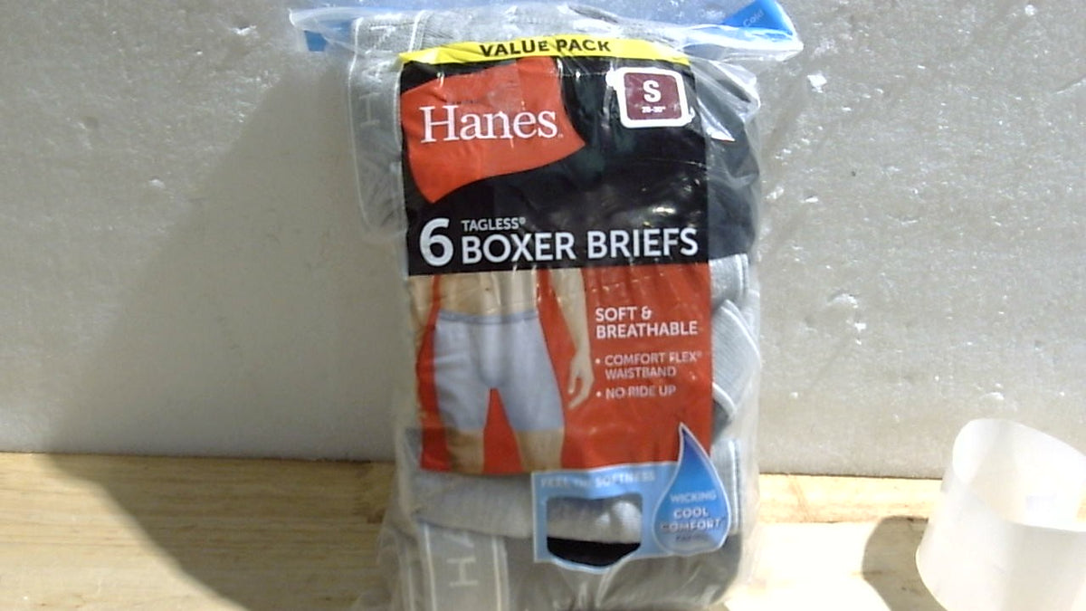 TALLA S-Calzoncillos bóxer Hanes Cool Dri sin etiqueta para hombre con cintura Comfort Flex, paquete de 6