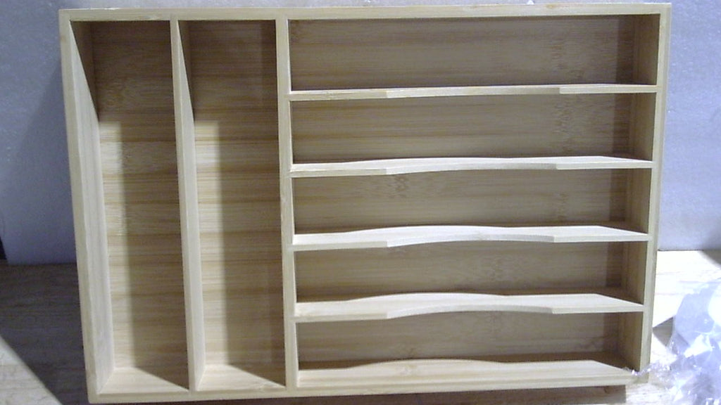 Organizador de cubiertos de madera con 7 compartimentos para cajón de cocina⠋