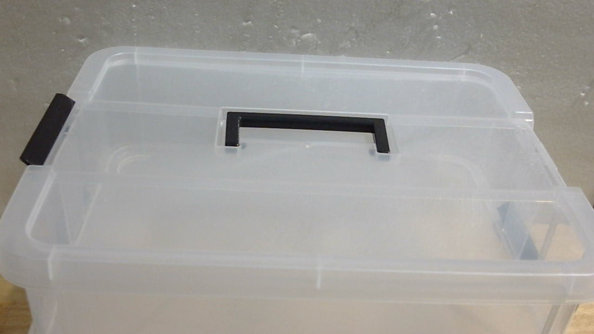 FALTA UN AGARRE DE LA TAPA VER SEGUNDA FOTO-JUXYES Caja de contenedores de almacenamiento de plástico de 2 niveles
