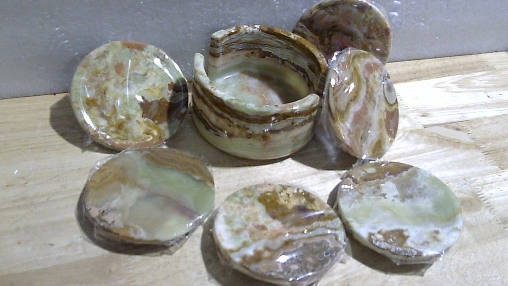Posavasos de piedra natural con soporte (Juego de 6)