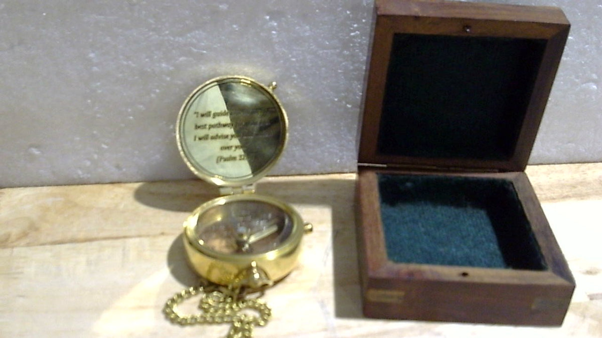 LA BRUJULA ES COMO SE MUESTRA EN LA SEGUNDA FOTO-Brújula de latón Camino de Dios – Regalo conmemorativo cristiano Salmo 32:8