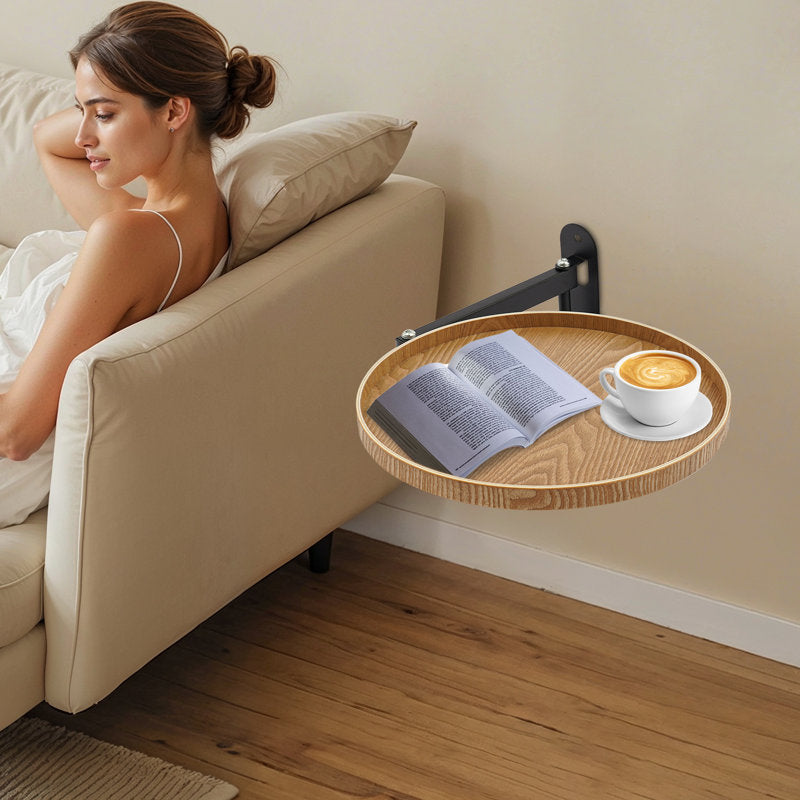 Wall Mounted Foldable Table With Wood Finish Space-Saving Bedside, Sofa & Small Room Desk
