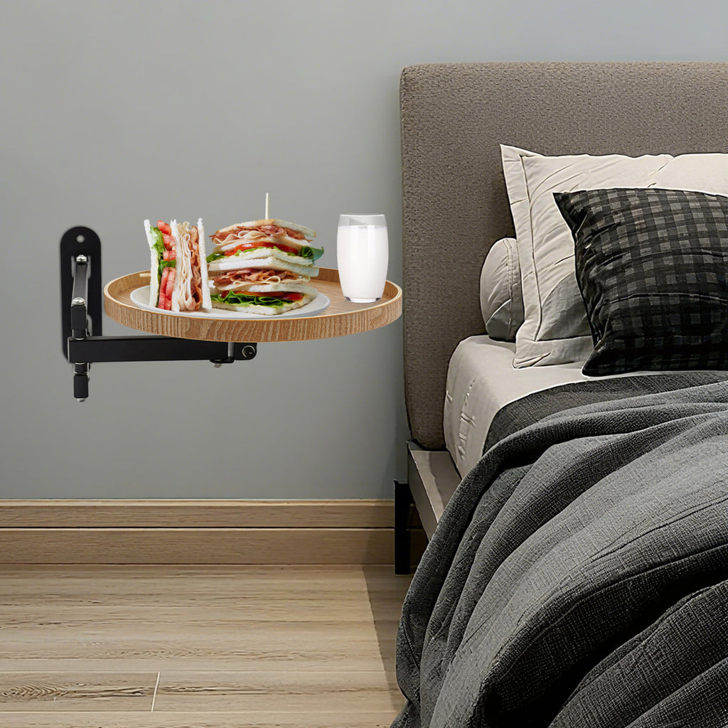 Wall Mounted Foldable Table With Wood Finish Space-Saving Bedside, Sofa & Small Room Desk