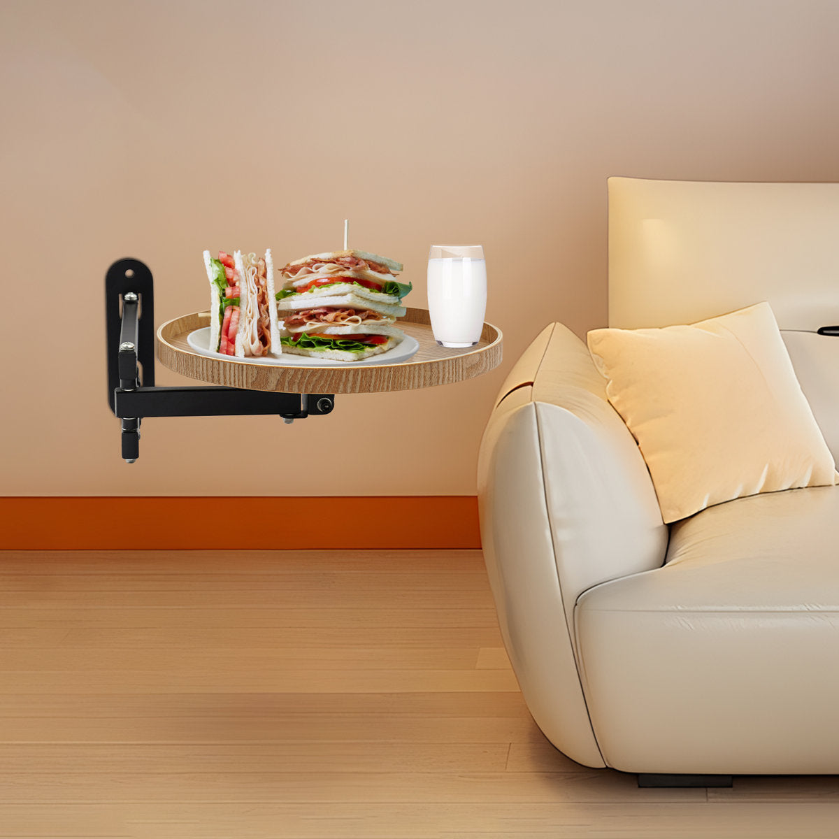 Wall Mounted Foldable Table With Wood Finish Space-Saving Bedside, Sofa & Small Room Desk