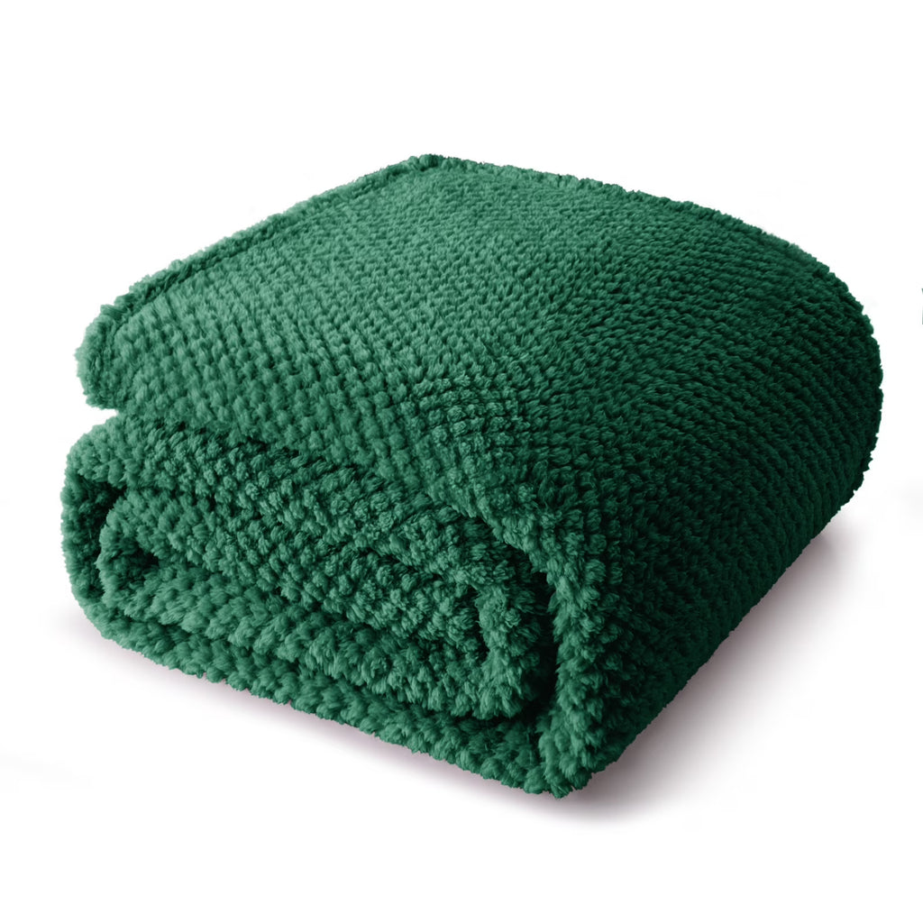 Cobija Fleece King Size Whale Flotilla 90x104" — Jacquard Suave y Esponjosa, Liviana, Verde Profundo, Todas las Temporadas