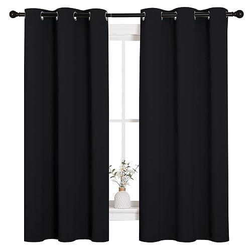 Cortinas opacas negras NICETOWN para dormitorio, 42 pulgadas de ancho x 63 pulgadas de largo