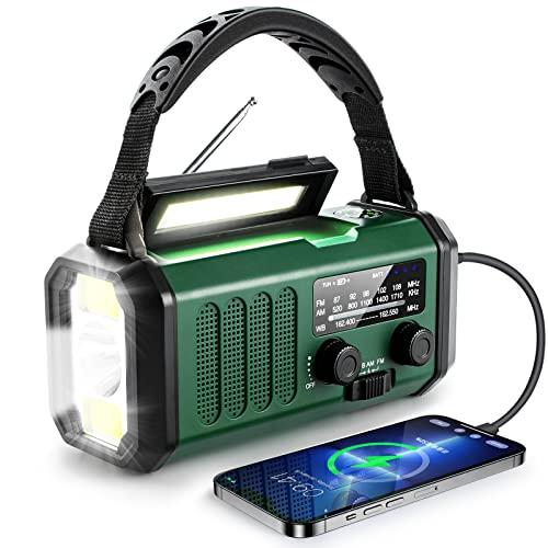 Radio de Emergencia Leaton con Manivela – NOAA AM/FM, 10000 mAh, Solar, Linterna y Alarma SOS