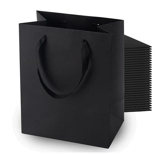 100 Bolsas de regalo negras MOXARYSU con asasBolsas de regalo negras MOXARYSU con asas