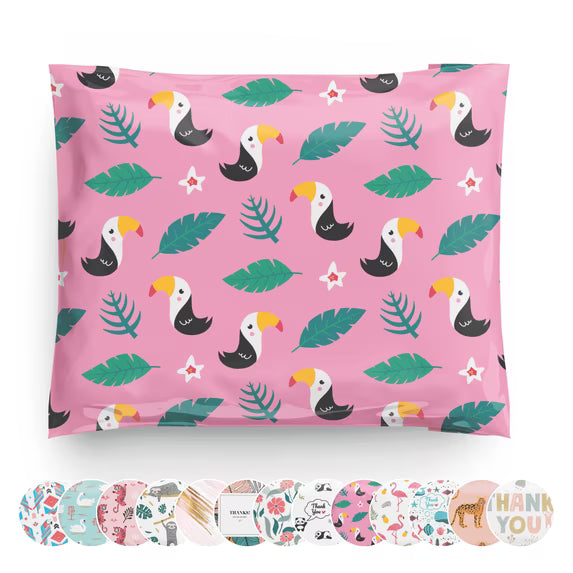 A la mode Sobres con Patrón Tucan Estampado Animal Reutilizables 10x13 Sobres de Polietileno Paquete de 100