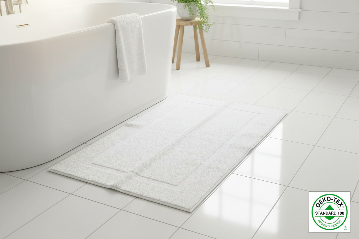 Alfombra de Baño Blanca Certificada OEKO-TEX Standard 100