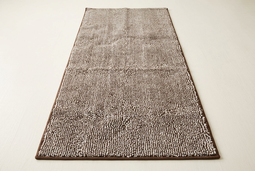 USADO-Alfombra rectangular marrón y blanco con diseño geométrico y textura de bucles