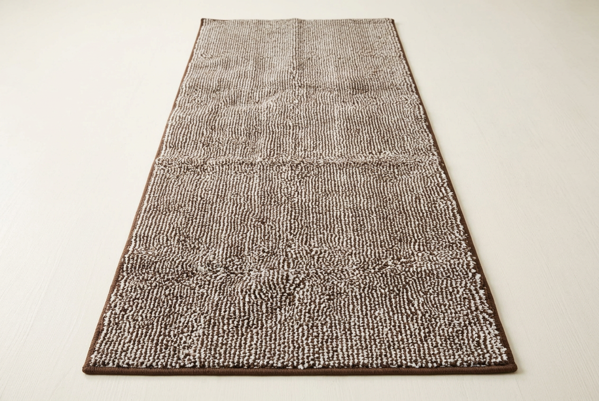 USADO-Alfombra rectangular marrón y blanco con diseño geométrico y textura de bucles
