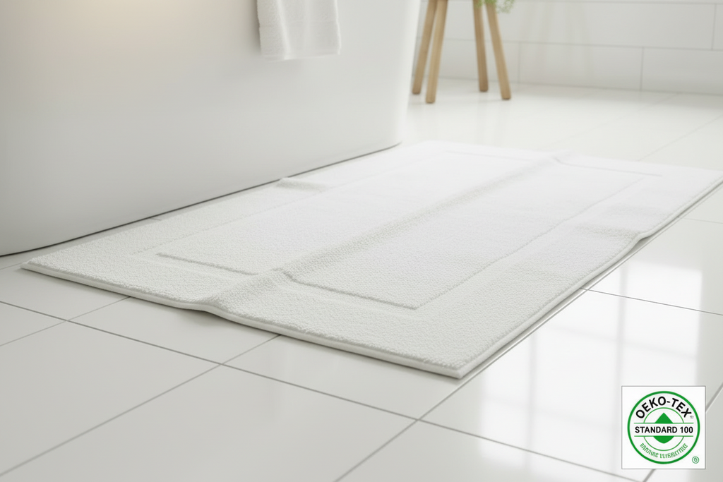 Alfombra de Baño Blanca Certificada OEKO-TEX Standard 100