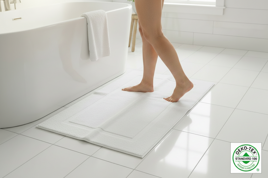 Alfombra de Baño Blanca Certificada OEKO-TEX Standard 100